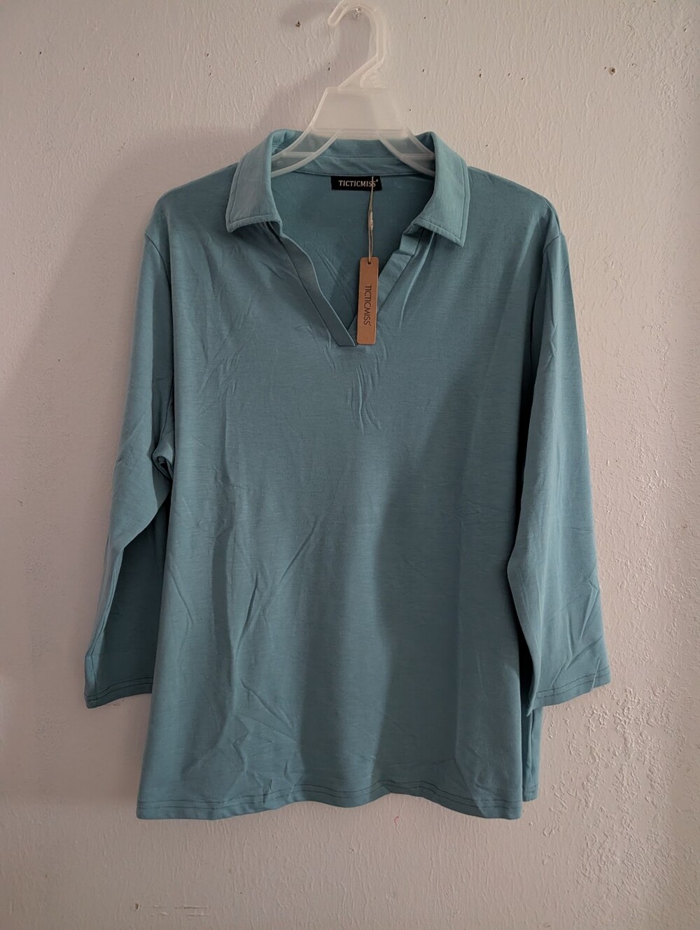 Tacticool Light Teal Collared V-Neck Top